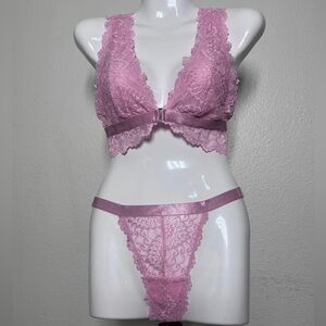 Blush Lace Bralette and Panty Set - Pink